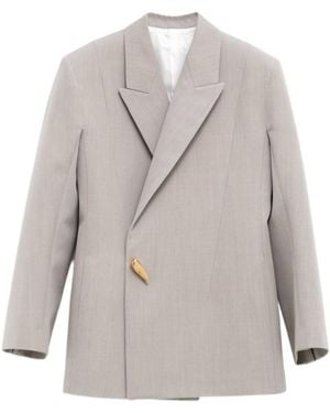 Bottega Veneta Lapel Long-Sleeved Suit Jacket - Grey