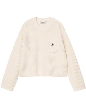Carhartt Mira Logo-Patch Ribbed-Knit Jumper - Natural