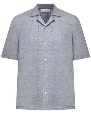 Brunello Cucinelli Short-Sleeved Knitted Cardigan - Blue