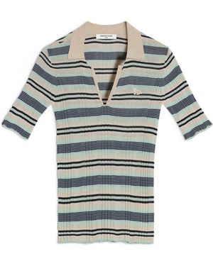 Maison Kitsuné Fine Rib Striped Polo - Blue