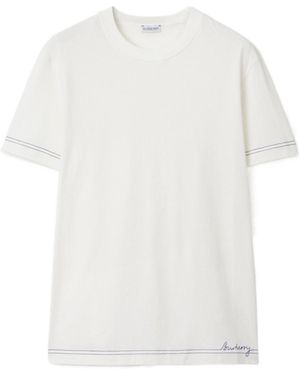 Burberry Logo Detailed Crewneck T-Shirt - White
