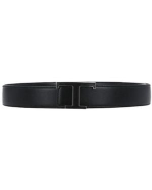 Tod's Logo Plaque Buckled Belt - White