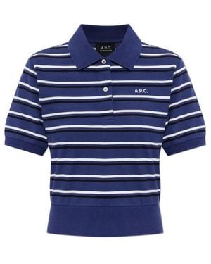 A.P.C. Oceane Striped Polo Top - Blue