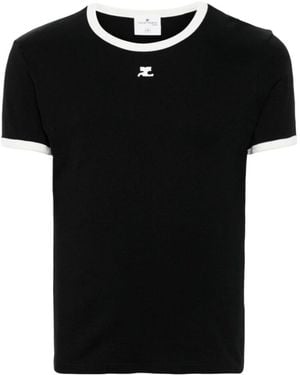 Courreges Courrèges Contrast Crewneck Straight Hem T-Shirt - Black
