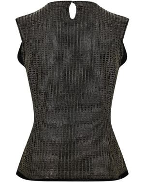 McQueen Short-Sleeve Crew Neck Knit Top - Black