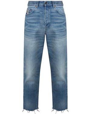 Gucci Logo Pathch Cropped Jeans - Blue