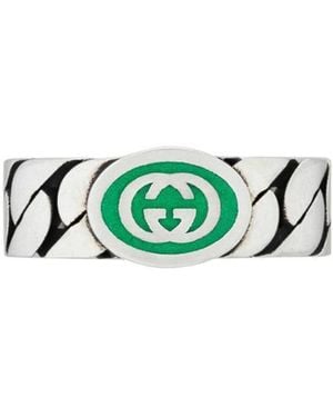 Gucci Interlocking G Enamel Ring - Green