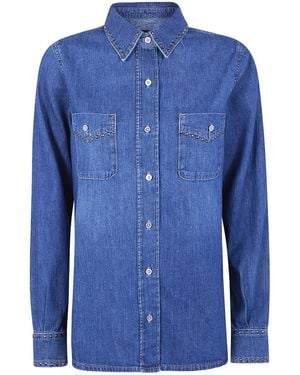 7 For All Mankind Studded Denim Shirt - Blue