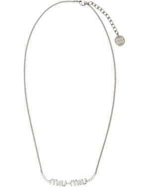 Miu Miu Metal Necklace With Crystals - White