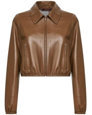 Gucci Collared Zip-Up Bomber Jacket - Brown