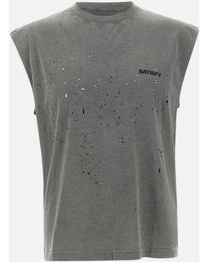 Satisfy Mothtech Distressed Sleeveless T-Shirt - Grey
