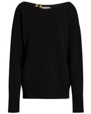 Alberta Ferretti Button-Embellished Boat-Neck Sweater - Black