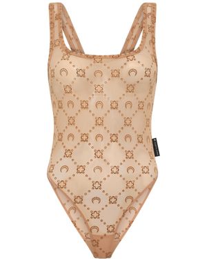 Marine Serre Square Neck Bodysuit - Natural