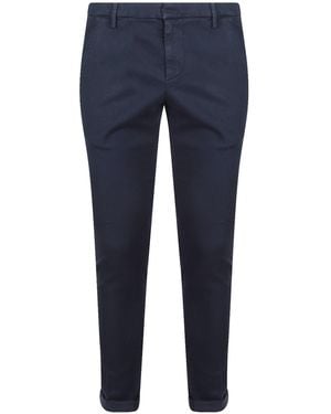 Dondup Logo-Plaque Turn-Up-Hem Pants - Blue