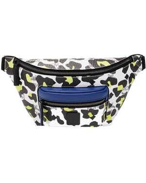 MCM Leopard Printed Zipped Belted Bag - Blue