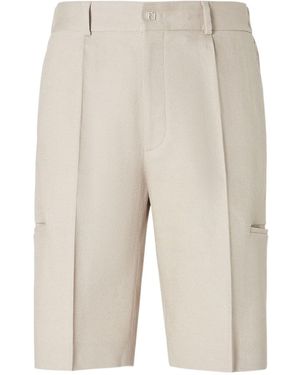 Fendi Straight-Cut Pleated Bermuda Shorts - Natural