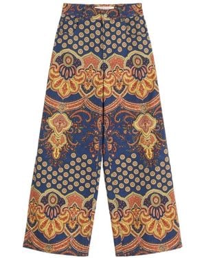 Valentino Paisley-Printed Wide Leg Jeans - Blue