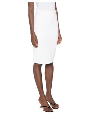 Elisabetta Franchi Logo-Plaque Pencil Midi Skirt - White