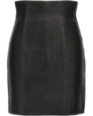 Balmain Hw Rolled High-Waist Mini Skirt - Black