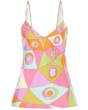 PUCCI Printed Silk-Twill Tank - Pink