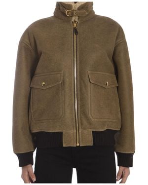 Celine Long-Sleeved Leather Jacket - Green