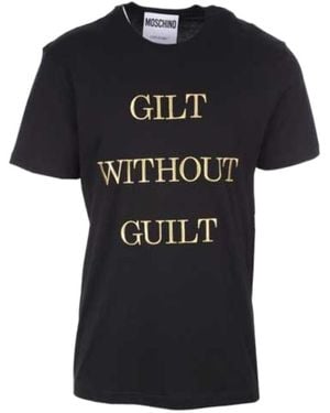 Moschino Slogan-Print Short-Sleeve T-Shirt - Black