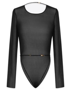 Saint Laurent Backless Long-Sleeved Bodysuit - Black
