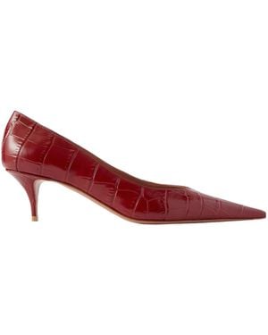 AMINA MUADDI Croc-Effect Leather Court Shoes - Red