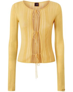 Pinko Table Open Ribbed Front Tie Jumper - Yellow