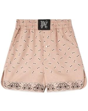 Palm Angels Paisley-Printed Elastic Waist Shorts - Natural