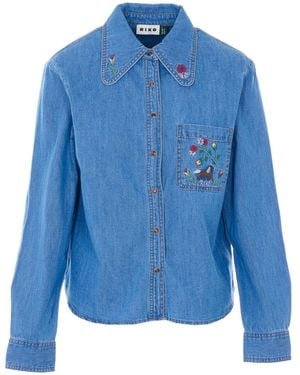 RIXO London Edaline Chambray Shirt - Blue