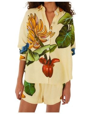 FARM Rio Banana Grapes Button-Up Shirt - Yellow