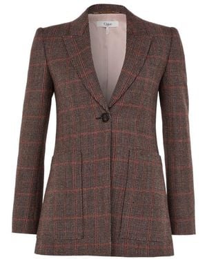 Chloé Lapel Long-Sleeved Suit Jacket - Brown