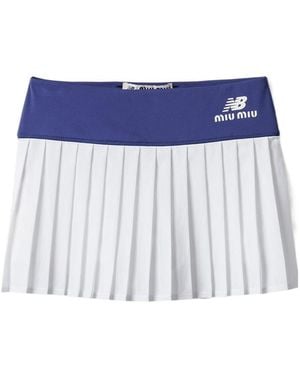 Miu Miu Stretch Technical Jersey Pleated Miniskirt - Blue