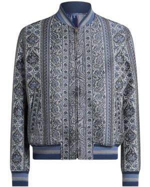 Etro Bomber Jacket With Floral And Medallion Motif - Blue