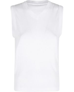 Vince V-Neck Sleeveless Tank Top - White