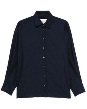 Closed Flared Long Sleeve Shirt - Blue