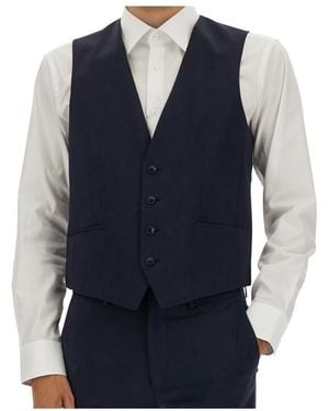 BOSS Hugo V-Neck Button-Up Gilet - Blue
