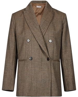 Antonelli Double-Breasted Prince Of Wales Check Blazer - Brown