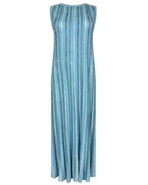 D.exterior Round Neck Dress - Blue