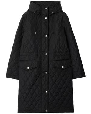 Burberry Quilted Hooded Drawstring Coat - Black