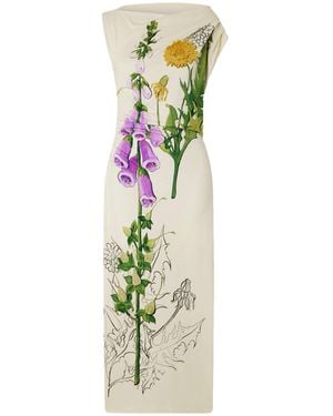 Oscar de la Renta Draped Printed Jersey Midi Dress - Green