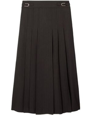 Gabriela Hearst Wesley Pleated Wool-Blend Midi Skirt - Black