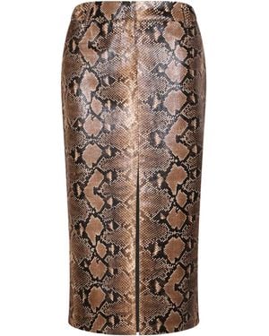 ERMANNO FIRENZE Python-Print Skirt - Brown