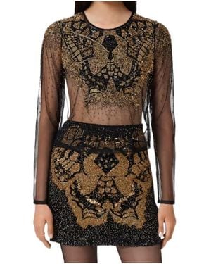 AllSaints Greta Butterfly Embellished Top - Black