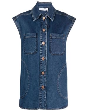 See By Chloé Cap-Sleeved Denim Jacket - Blue