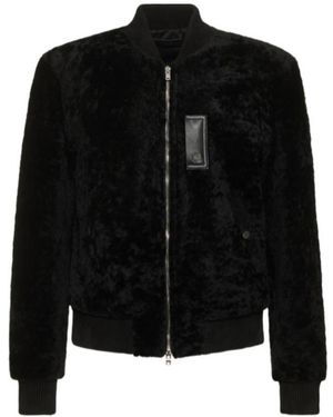 Amiri Wool Bomber Jacket With Zip Front - Black