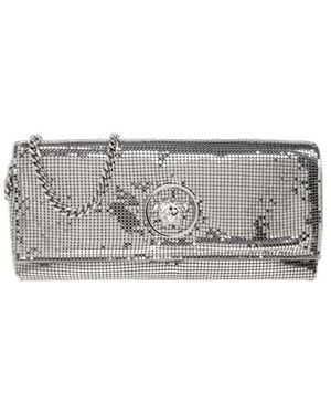 Versace Embellished Chain-Linked Clutch Bag - Grey