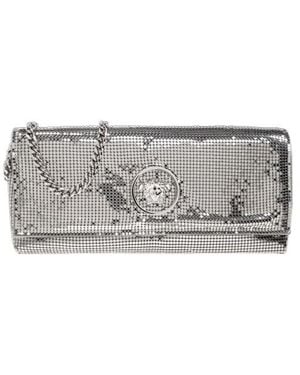 Versace Embellished Chain-Linked Clutch Bag - Grey