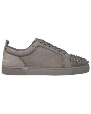 Christian Louboutin Louis Jr Spikes Canopy Suede Trainers - Grey